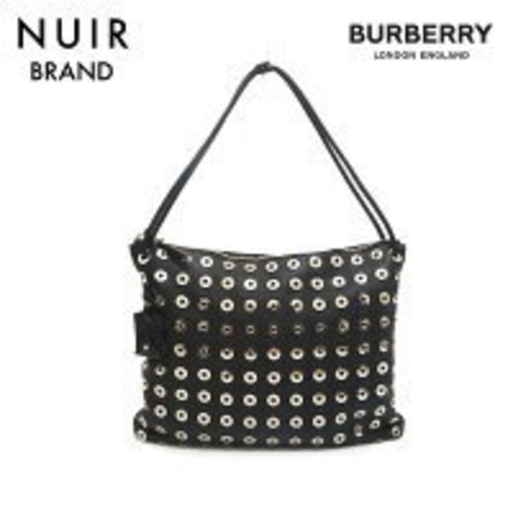 Burberry Leather One Shoulder Hobo Bag Black